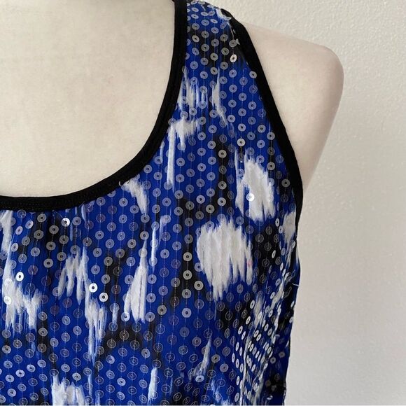 Vince Camuto Black Blue Sequin Tank SZ M - Picture 7 of 13